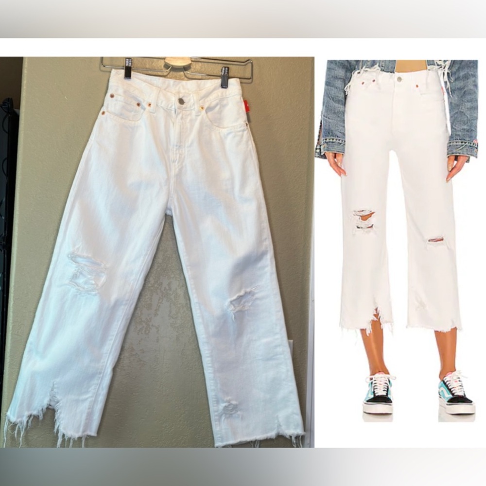 Denimist jeans denim sz 26 Pierce high rise straight white cream cropped wide